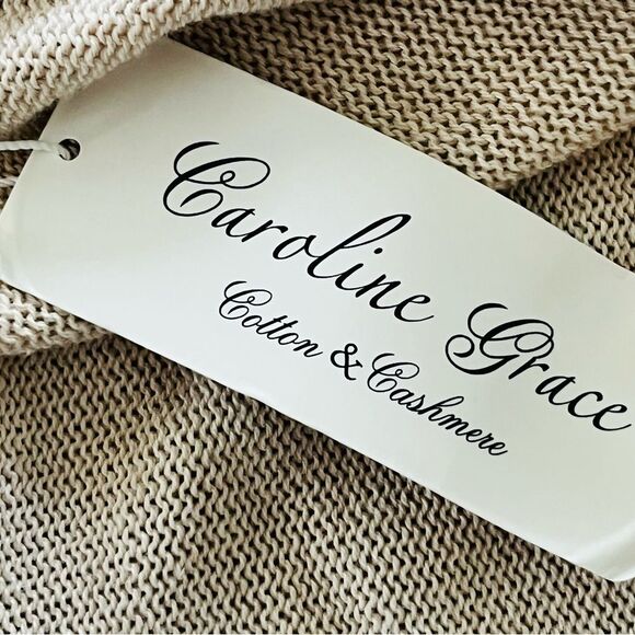 Caroline Grace Cashmere & Cotton Long Cardigan Sz Medium Cream Lightweight Knit - Picture 7 of 7